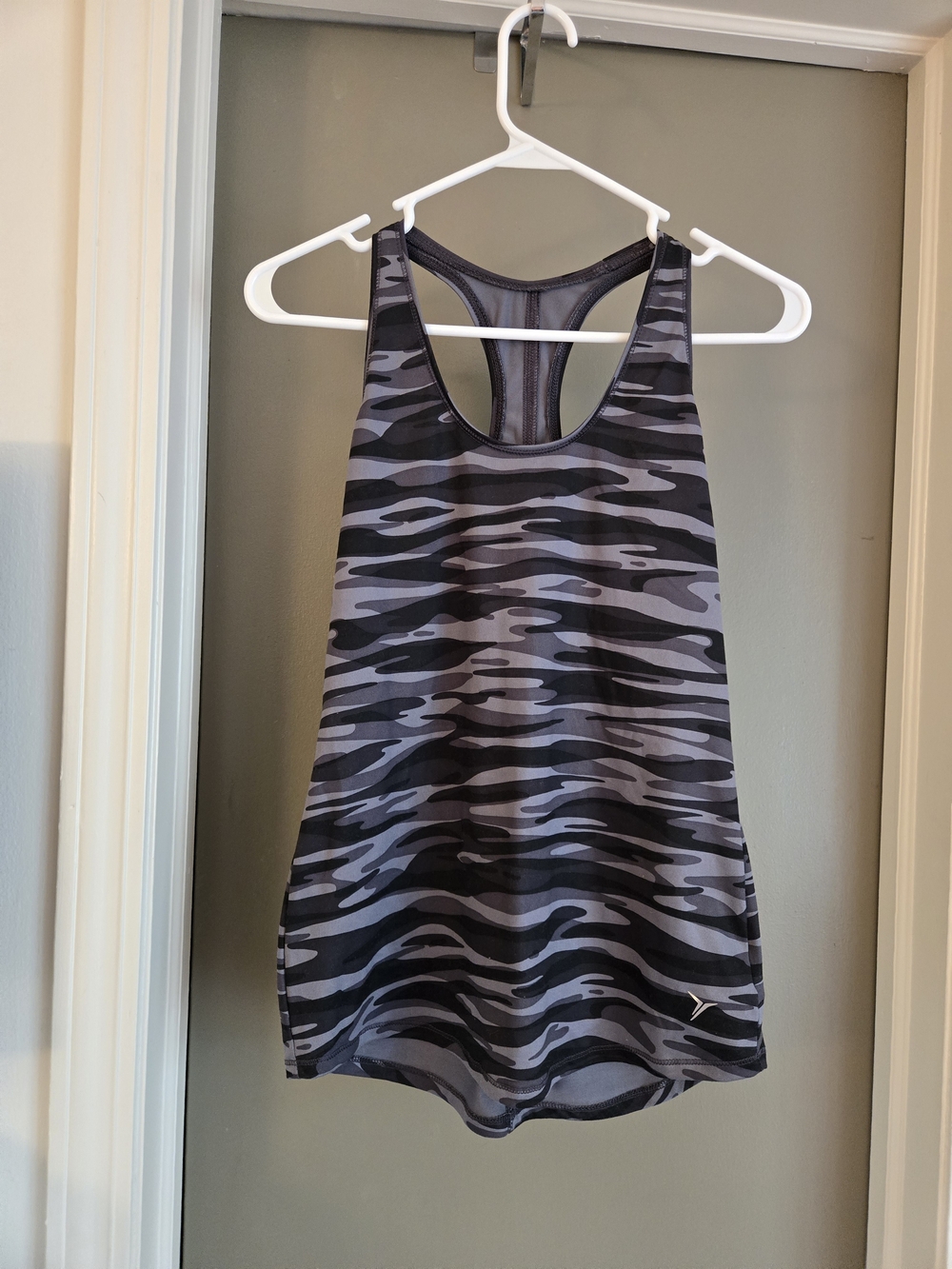 Old Navy Black and Gray Camo Racerback Tank Top